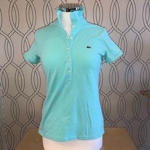 New without tags, aqua Lacoste shirt size medium